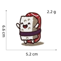 Detailed view of sushi embroidery patch with size dimensions 6.6cm by 5.2cm - Plant Travel Style 9 (Cartoon Sushi)