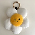 Cute daisy plush keychain with white petals, yellow core and golden metal spring ring - Pendant-Sunflower
