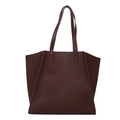 Minimalist large-capacity tote bag in deep brown PU leather with dual shoulder straps - One Size / Brown