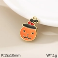 Golden Halloween pumpkin wizard hat pendant with orange enamel for DIY jewelry making - Pumpkin with Hat (KLJ10375-ZLA)