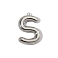 Macro shot of silver mirror-polished letter S pendant with hollow balloon effect 3D style - Letter S / Mirror Silver
