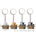 Set of 4 plastic cartoon cat keychains in cardboard boxes with funny text - Keychain / Take Me Away Red-Mouth Cat