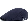 Boina clásica azul oscuro para hombre con tejido de espiga y hebillas laterales ajustables - Azul marino