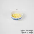 Mini bol de ramen pour maison de poupée avec motif floral bleu et nouilles, diamètre 4 cm - Bol style porcelaine bleue et blanche de 4 cm + nouilles