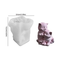 Silikonform für Katzenkerzen mit zwei Kätzchen und Blumen, 9,2 cm Höhe für DIY - NO.2 Katzen-Eltern-Kind / Weiß