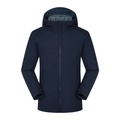 Navy blue softshell hooded jacket for men and women with waterproof zipper features - S / Navy Blue