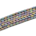 Macro shot of colorful cylindrical geode agate beads with sparkling crystal druzy texture - Barrel Beads 6x8mm/23pcs / Electroplated Rainbow