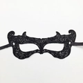 Elegant black lace masquerade eye mask with intricate floral cutouts and satin ties - Bird Head