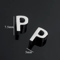 Polished silver stainless steel letter P pendant charm with 7.5mm height dimensions - Silver-Letter P