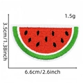 Detail view of cartoon watermelon slice embroidery patch with dimensions 6.6cm x 3.5cm - Watermelon Patch 7#