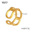 French style gold multi-layer twisted rope ring made of titanium steel for women - Y077-Intertwined Twist / Open/Width 0.9cm / Gold