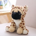 Plush Pug Dog Toy wearing a stylish leopard print hoodie for kids and collectors - Leopard Print / 20cm