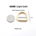 Hellgoldener 20mm D-Ring Metallschnalle für Taschen und Lederhandwerk Zubehörteile - 6x6D (Innen 20mm) / Hellgold
