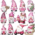 Set di 12 simpatici ornamenti in legno di gnomi rosa per decorare l'albero di Natale - Gnomi di Natale Rosa (24 Pezzi)