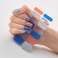 Pegatinas de uñas 3D DQ3-051 con mármol azul y purpurina película adhesiva manicura - DQ3-051