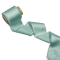 Frayed edge satin ribbon in mint green on wood spool for festive decor - 4CM X5 Yards (Without Wood Spool) / Light Mint Green