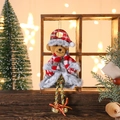 Orsetto di Natale con cappello a quadri e campanelli per decorazioni per l'albero - Stile orso