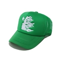 Neon green trucker hat with star embroidery and breathable mesh panels for men - Green / M (56-58cm)