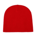 Classic bright red knitted beanie hat for winter warmth with premium ribbed texture - Red