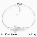 Pulsera de cruz en acero inoxidable plateado con nácar blanco, 180x1,5mm, peso de 2g - Pulsera Color Acero (KB168350-KFC)