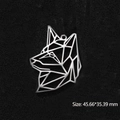 Detail view of hollow geometric wolf head pendant in silver with 45.66x35.39 mm dimensions - Large Hollow Wolf