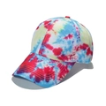 Classic six-panel tie-dye baseball cap with curved brim and colorful sun protection design - M (56-58cm) / Multicolor Tie-Dye - Blue Red Yellow Pink (A)