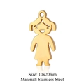 Polierter Mädchen-Anhänger aus goldenem Edelstahl für DIY-Ketten, 10x20mm - Cartoon-Mädchen Anhänger (Pendant Only) (JA427-2-2)