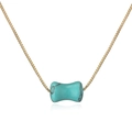 Collier chaîne dorée avec pendentif en turquoise naturelle texturée de style bambou - Turquoise Veinée Verte
