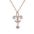 Fleur-de-lis pendant necklace in rose gold with sparkling cubic zirconia on O-chain - Water Drop Fleur-de-lis Gold