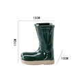 Dark green ceramic boot vase with beige base and size dimensions 15cm x 17cm - Bright Emerald Green