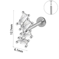 Piercing labret en acier inoxydable argenté avec zircon rectangulaire et barre en T - Style Zirconia Rectangulaire (#5)