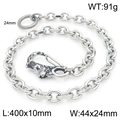 Gothic punk lion head wallet chain in distressed silver stainless steel, 40cm long - Style A - Lion Head (KK097-Z) / 40CM