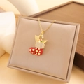 Christmas stocking necklace in gold with red enamel and pavé rhinestones on jewelry box - Red Christmas Sock / Gold