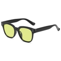Classic black thick square frame sunglasses with yellow lenses shown from a 45-degree angle - Black Frame Yellow Lens