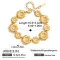 Details zum Gänseblümchen-Armband aus Edelstahl in Gold mit 16,5cm Kettenlänge - Gänseblümchen Armband (JDB0311101)