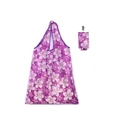 Foldable purple shopping bag with white floral print and matching portable storage pouch - 16kg / 38*58cm / Purple Floral (XC-54)