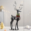 Black iron 57cm Christmas reindeer sculpture with silver accents and festive scarf - Classic Standing Deer with Black Feet (57cm)