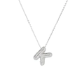 Macro detail of silver balloon initial K pendant with pavé cubic zirconia setting - Letter K