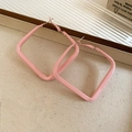 Roze vierkante oorringen in glanzende afwerking met modern geometrisch open ontwerp - Felroze Vierkante Open Grote Ringen (55# Zilveren Pin-Roze-Klein)