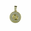 Iced out gold Pisces zodiac medallion pendant with cubic zirconia on cuban chain - Pisces (Pendant Only) / Gold