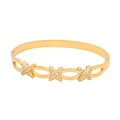 Bracciale rigido in acciaio dorato con tre decorazioni a forma di X e cristalli - Stile Tripla Forma a X Con Zirconi (4#)