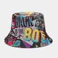 Detailed view showing the vibrant 80s retro graffiti print on this party bucket hat - M (56-58cm) / Retro 80s 6# (6#色)