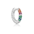 S925 silver hoop earrings featuring multi-color cubic zirconia and twisted rope design - 925 Silver / Silver Style 3 (MME1133-1)