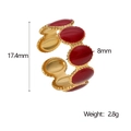 Dettaglio anello dorato con lacca rossa che mostra diametro interno 17,4 mm e larghezza 8 mm - Rosso