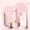 Mini coral pink UPF 50+ umbrella with gold hearts and matching zip case - Heart Light Pink + Capsule Box