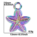 Detalle macro del colgante de estrella de mar de acero arcoíris con dimensiones - Arcoíris