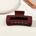 Detail view of the matte wine red rectangular hair claw clip for elegant styling - 10.5cm Rectangular - Matte Wine Red