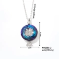 Dettaglio del pendente a moneta Gemelli con cristallo blu e misure tecniche esatte - Gradiente Blu-Rosa-N00988-2