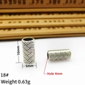 Antique silver cylinder spacer bead with woven texture for DIY jewelry making - 18# (10mm x 5mm, Hole 4mm)