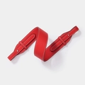 Red lychee pattern leather shoulder strap with white contrast stitching and silver buckle - Red Gold Buckle